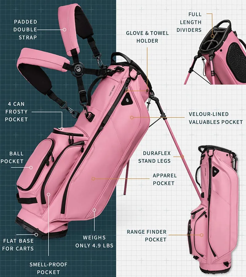 Sunday Golf Ryder S-Class Full Size Stand Golf Bag - Dusty Pink Vegan Leather