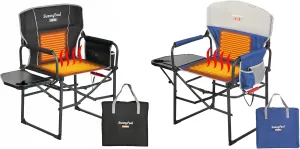 SUNNYFEEL Heated Camping Directors Chair, Heavy Duty,Oversized Outdoor Portable Heating Folding Chair with Side Table, Pocket for Beach, Fishing,Trip,Picnic,Lawn,Concert Foldable Camp Chairs
