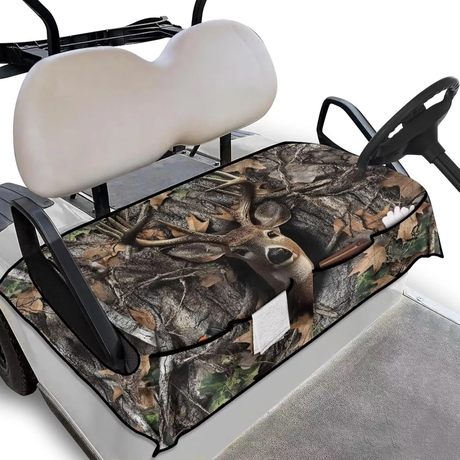 Suobstales Golf Cart Seat Covers Breathable Golf Cart Seat Blanket Towel for Club Car EZGO TXT RXV Golf Carts with 4 Pockets