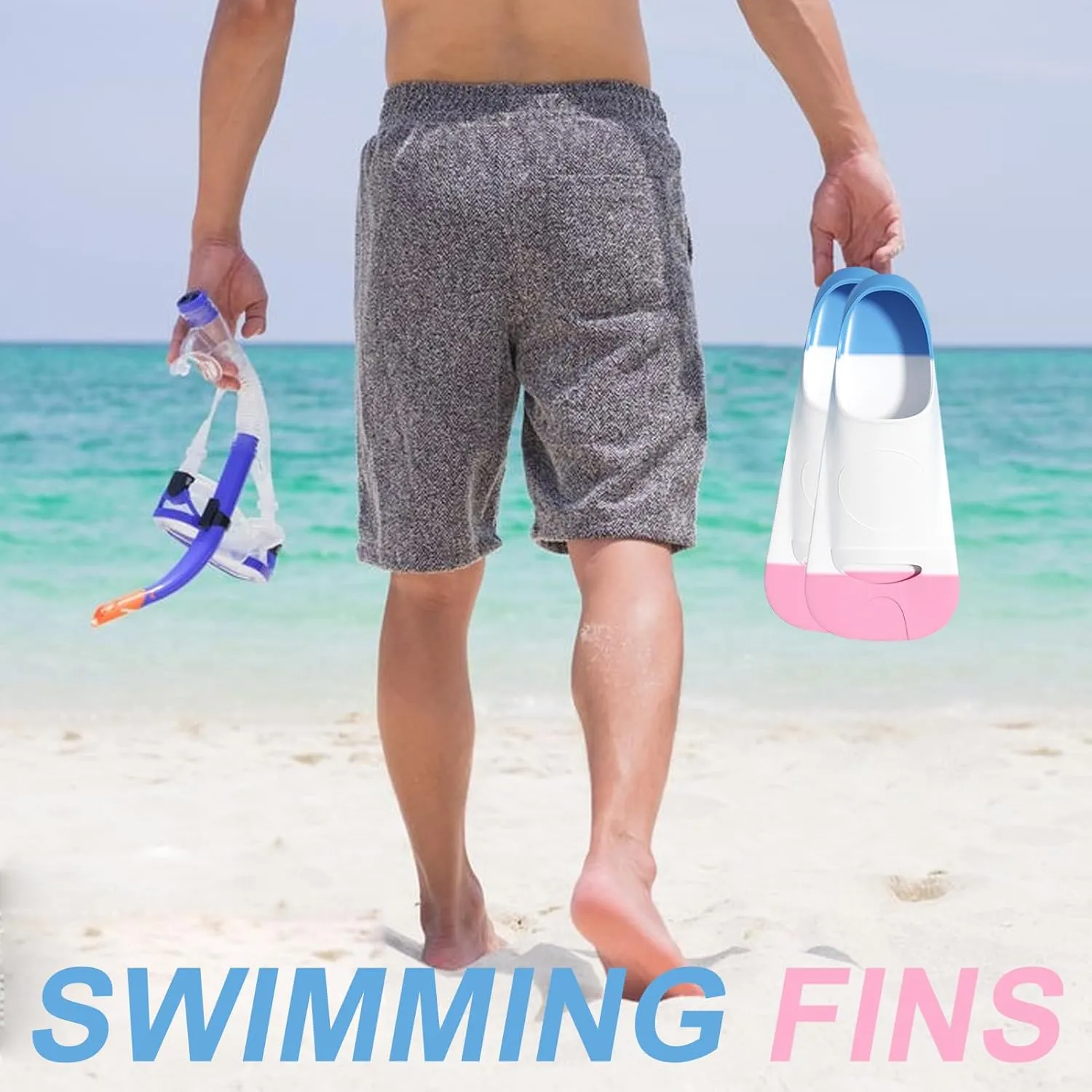 Swim Fins – Kids Swimming Flippers | Silicone Diving Fins | Comfortable Swimming Training Gear, Lightweight Portable Swim Equipment, Flippers with Storage Mesh Bag for Pool Scenario