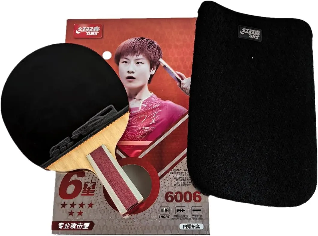 Table Tennis Racquets 4-9 Stars, Table Tennis Paddles with Double Happiness Sticky ITTF Aproved Hurricane 3/8 Rubber, Ping Pong Rackets with Bag or Case, for All Levels