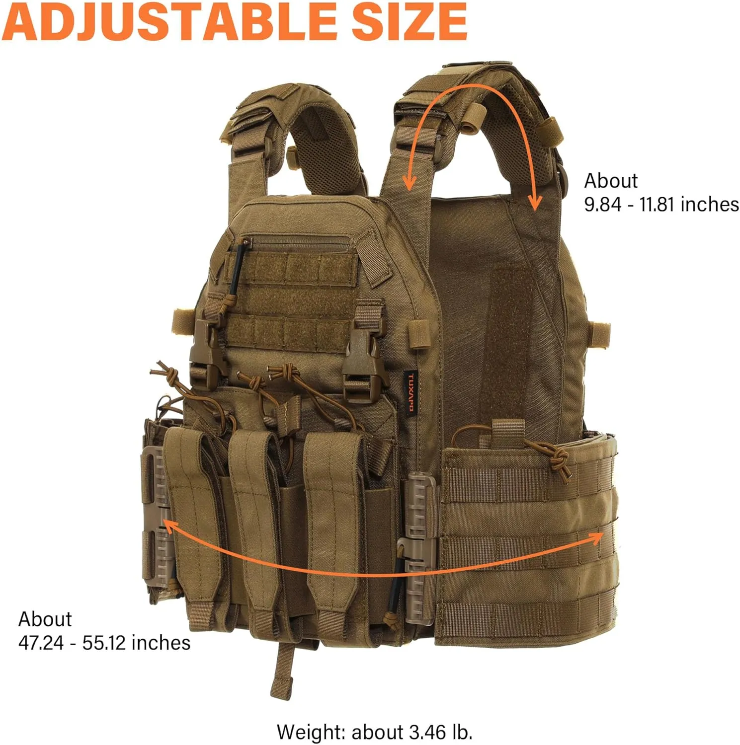 Tactical Molle Vest for Men Adjustable for Adult Airsoft Vest Military Training Hunting and Gaming