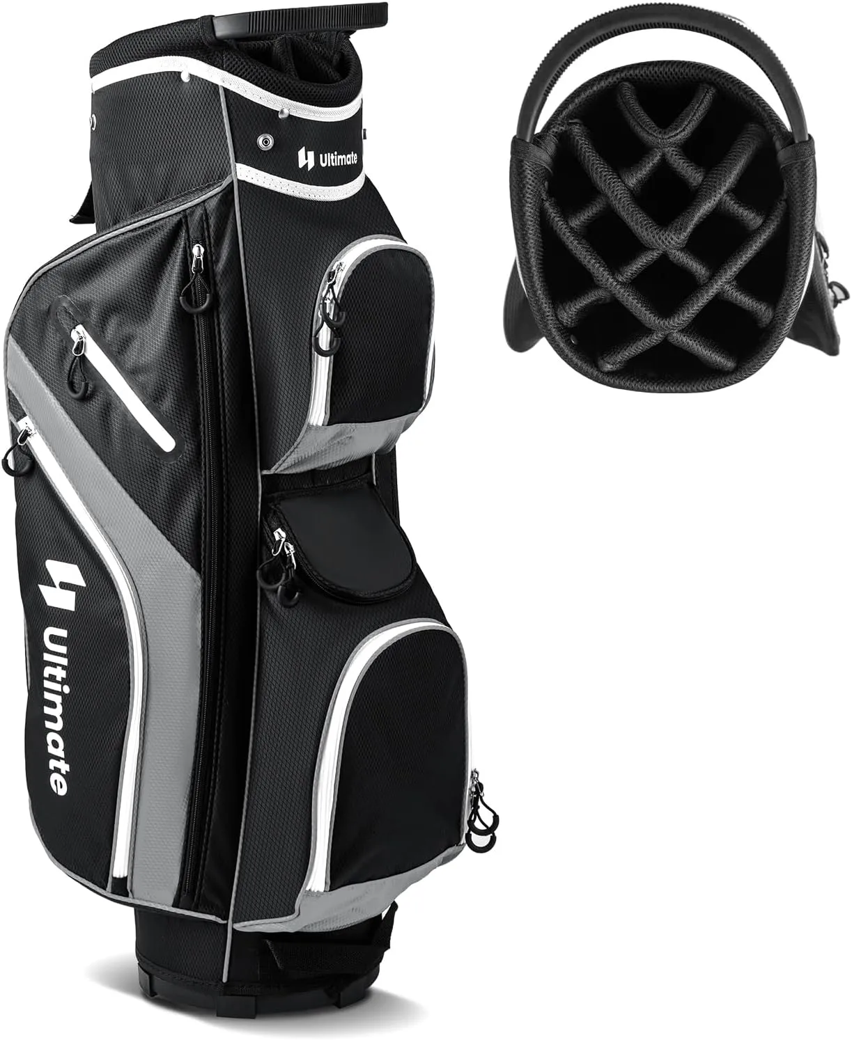 Tangkula Golf Cart Bag with 14 Way Top Dividers, Lightweight Golf Club Cart Bag with 9 Pockets, Cooler Bag, Umbrella Holder, Dual Strap & Rain Hood, Portable Golf Carry Bag for Men & Women