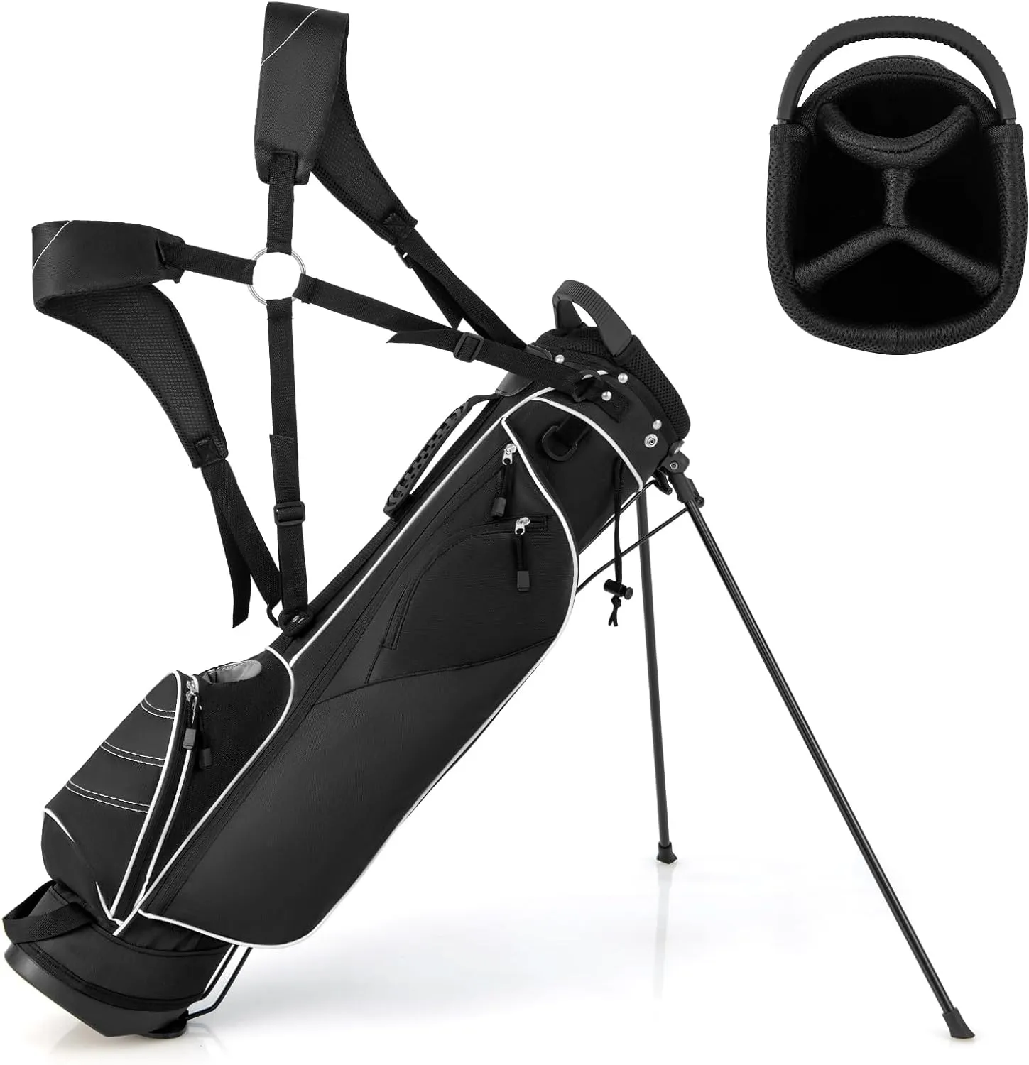 Tangkula Golf Stand Bag, Lightweight Organized Golf Bag, Easy Carry Shoulder Bag with 4 Way Dividers and 4 Pockets for Extra Storage