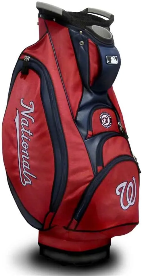 Team Golf MLB Washington Nationals Victory Golf Cart Bag, 10-way Top with Integrated Dual Handle & External Putter Well, Cooler Pocket, Padded Strap, Umbrella Holder & Removable Rain Hood