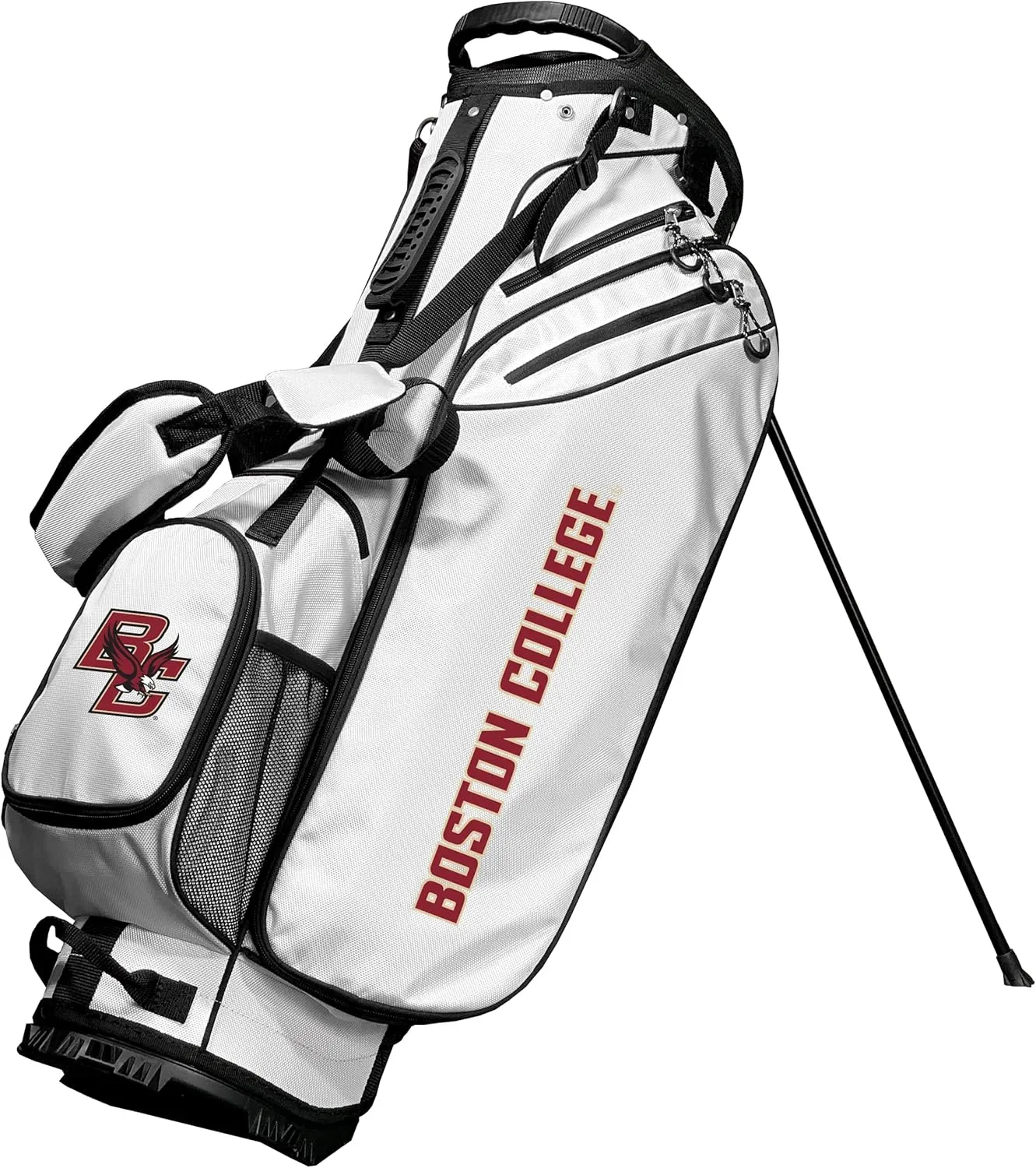 Team Golf NCAA Boston COL Birdie Stand Golf Bag, Lightweight, 14-Way Club Divider, Spring Action Stand, Insulated Cooler Pocket, Velcro Glove and Umbrella Holder & Padded Handles