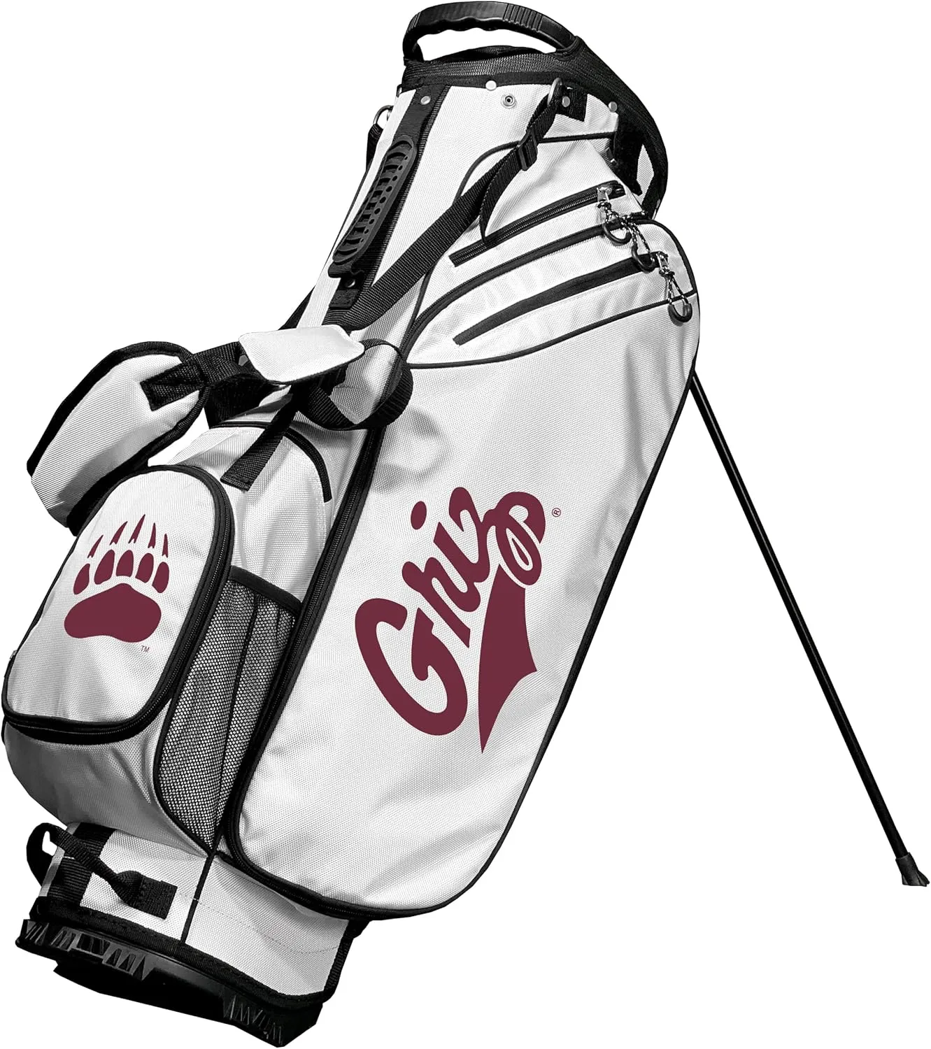 Team Golf NCAA Montana Birdie Stand Golf Bag, Lightweight, 14-Way Club Divider, Spring Action Stand, Insulated Cooler Pocket, Velcro Glove and Umbrella Holder & Padded Handles