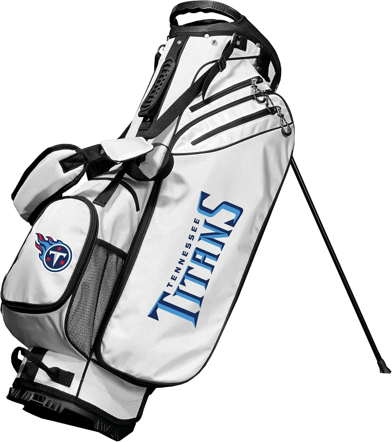 Team Golf NFL Tennessee Titans Birdie Golf Stand Bag, Lightweight, 14-Way Club Divider, Spring Action Stand, Insulated Cooler Pocket, Velcro Glove and Umbrella Holder & Padded Handles