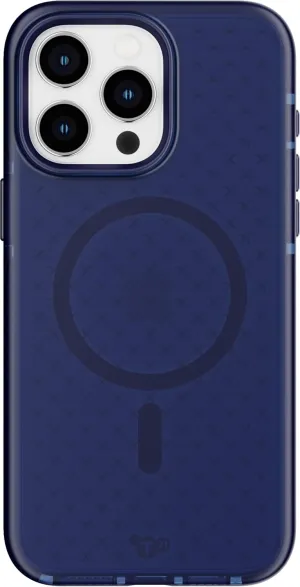 Tech21 Evo Check case for iPhone 15 Pro Max - Compatible with MagSafe - Impact Protection Case - Midnight Blue