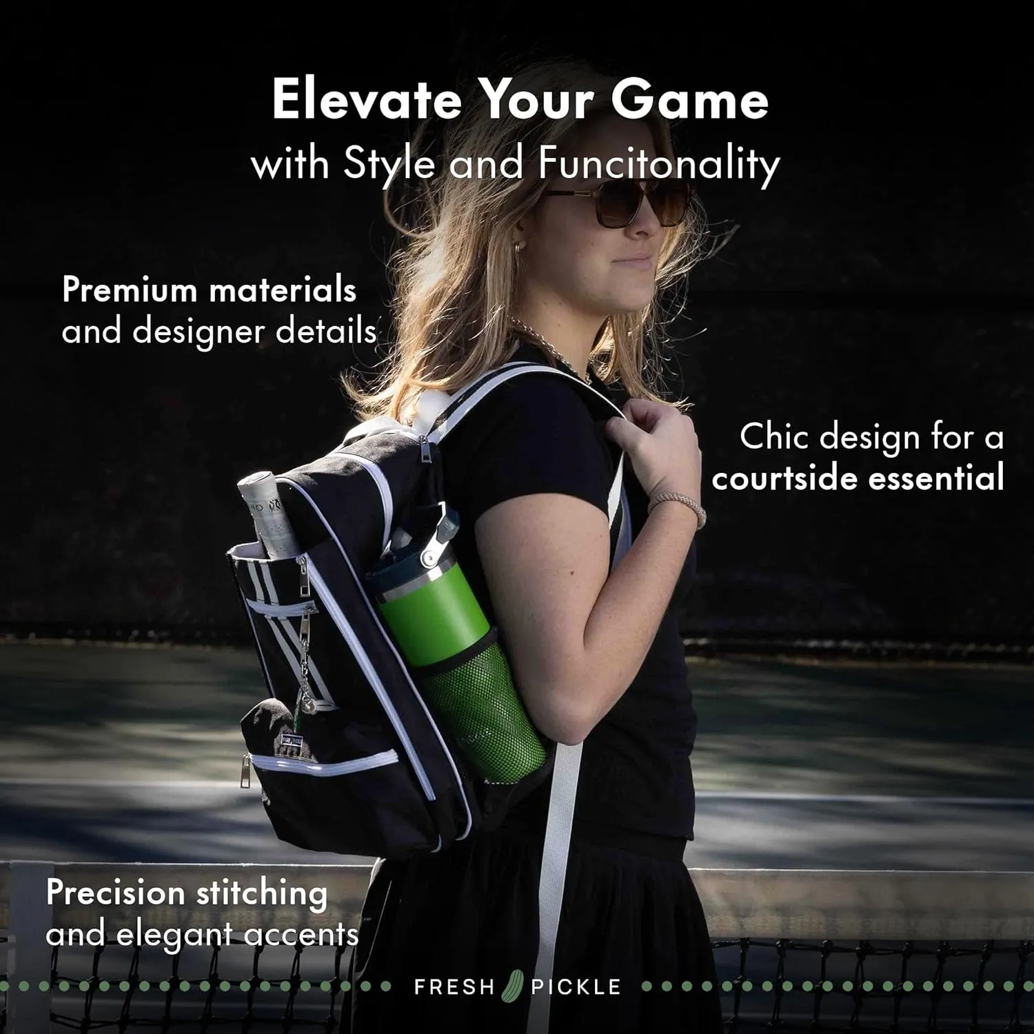 Teddi Pickleball Backpack Grn/wh- Large Capacity Pickleball Bags for Women - Durable 1000D Nylon, Multipurpose Paddle Case with Multiple Pockets, Stylish Paddle Bag