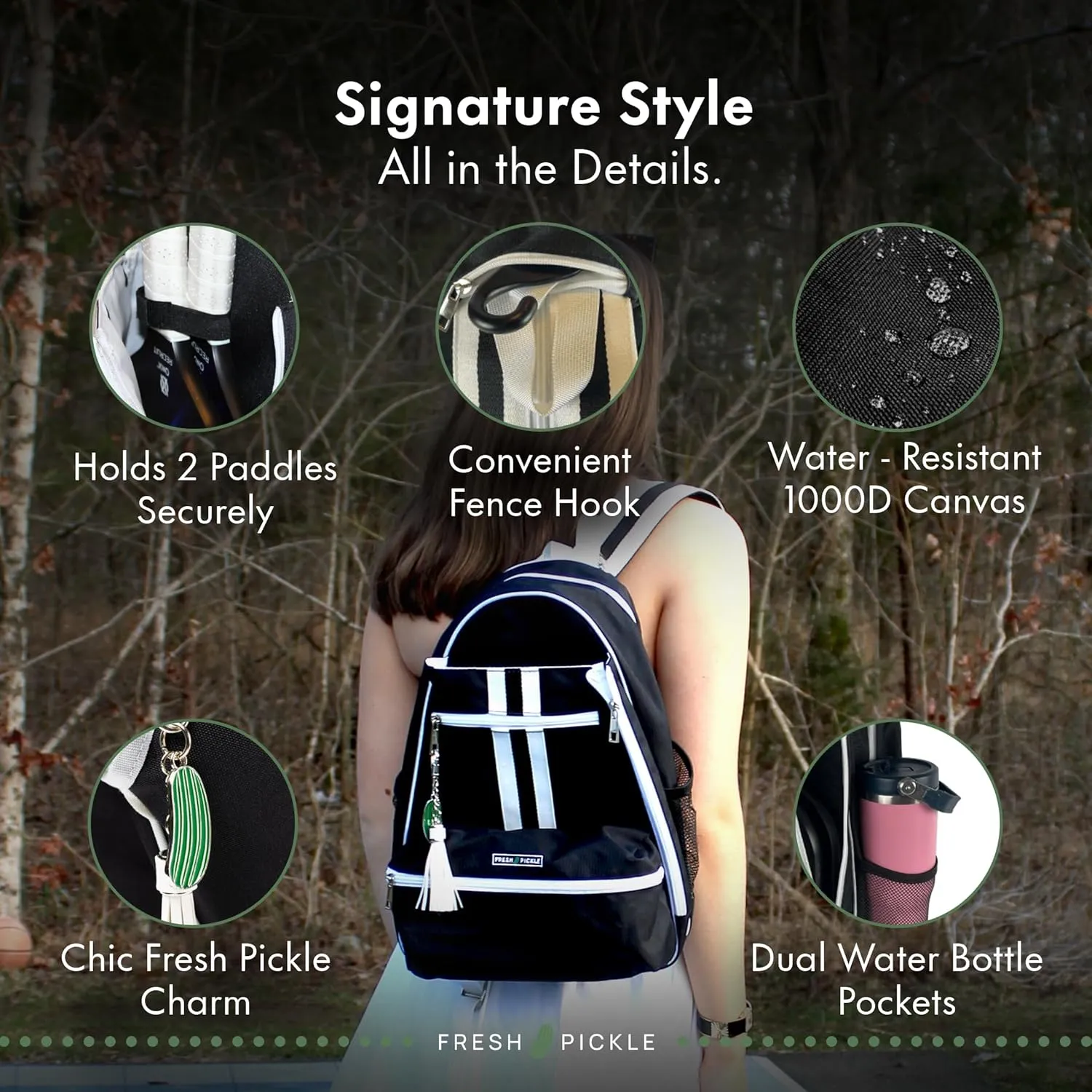 Teddi Pickleball Backpack Grn/wh- Large Capacity Pickleball Bags for Women - Durable 1000D Nylon, Multipurpose Paddle Case with Multiple Pockets, Stylish Paddle Bag