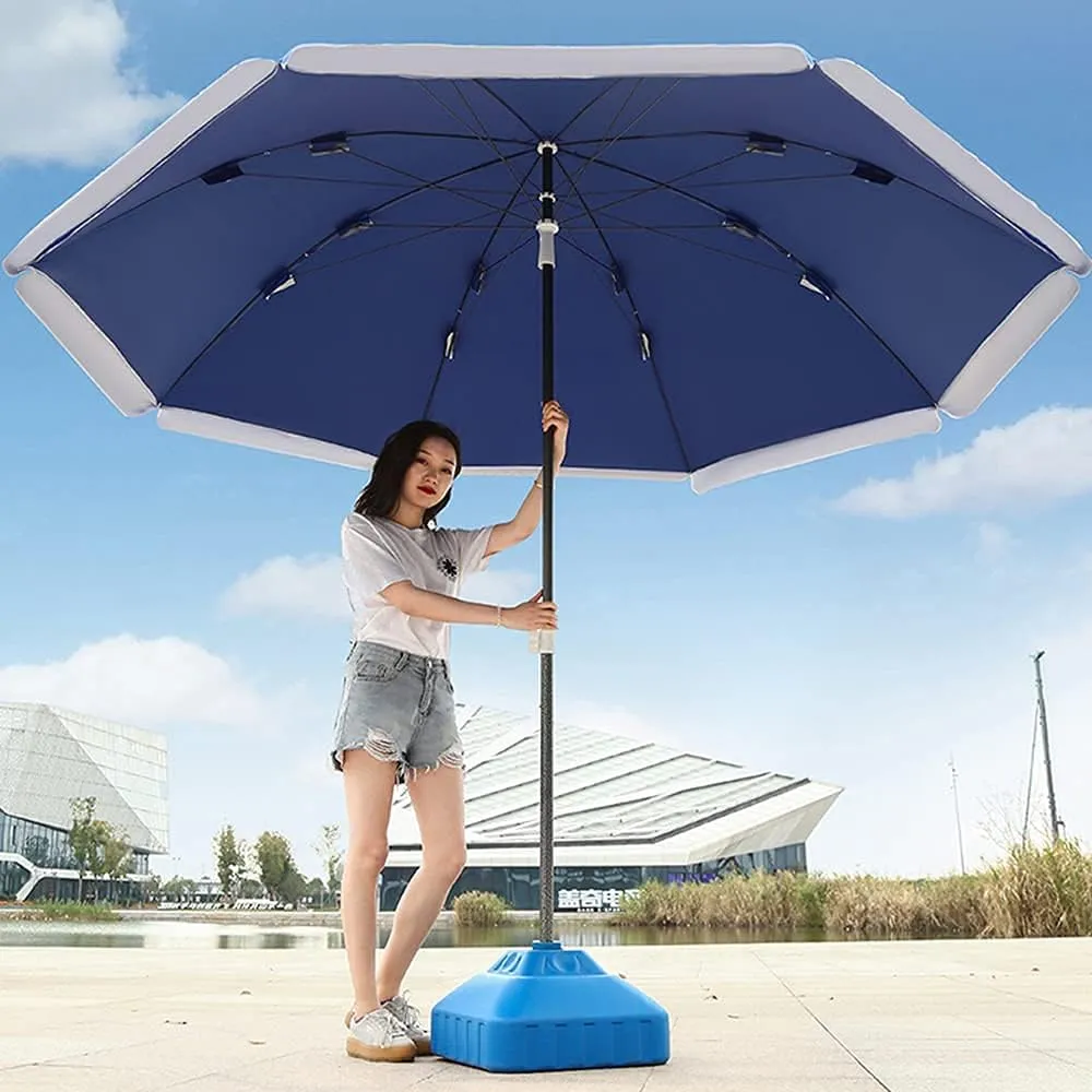 TEmkin Large-Scale Commercial Parasols for Sunshade, Outdoor Garden Parasols, Height-Adjustable Folding Round Umbrellas, Portable, Essential Equipment for Summer (Blue 2.4M)