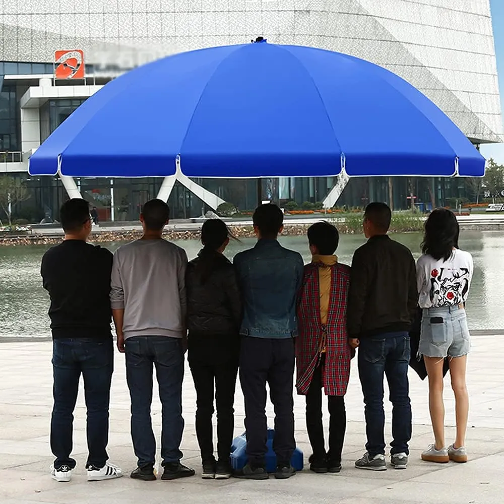 TEmkin Large-Scale Commercial Parasols for Sunshade, Outdoor Garden Parasols, Height-Adjustable Folding Round Umbrellas, Portable, Essential Equipment for Summer (Blue 2.4M)