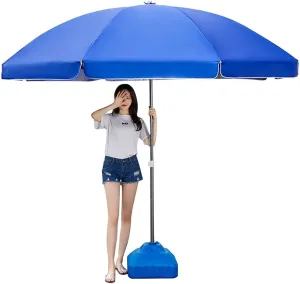 TEmkin Large-Scale Commercial Parasols for Sunshade, Outdoor Garden Parasols, Height-Adjustable Folding Round Umbrellas, Portable, Essential Equipment for Summer (Blue 2.4M)