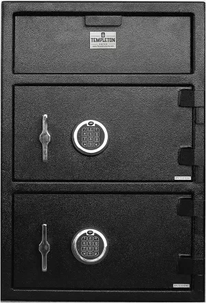Templeton Large Depository Drop Safe & Lock Box, Electronic Multi-User Keypad Combination Lock with Key Backup, Anti Fishing Security, 3.6 CBF Black
