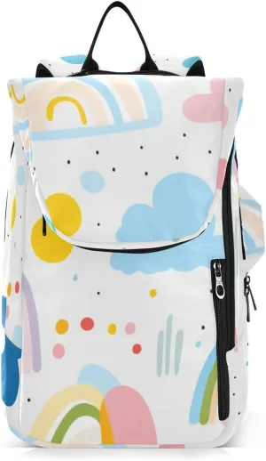 Tennis Bag Tennis Backpack for Women Men, Tennis Bag Holds 2 Rackets, Pickleball Paddles Balls, Badminton Squash, Cute Illustration Cloud Rainbow (2)