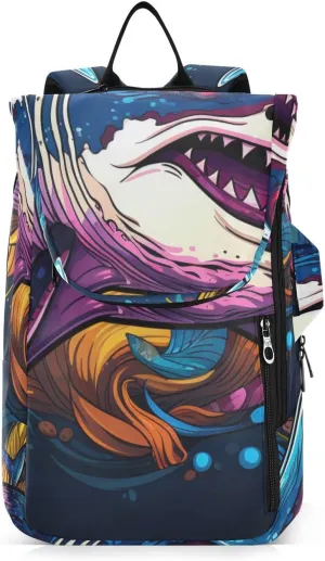 Tennis Bag Tennis Backpack for Women Men, Tennis Bag Holds 2 Rackets, Pickleball Paddles Balls, Badminton Squash, Cute Shark (2)