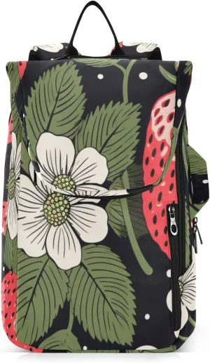Tennis Bag Tennis Backpack for Women Men, Tennis Bag Holds 2 Rackets, Pickleball Paddles Balls, Badminton Squash, Cute Strawberry (35)