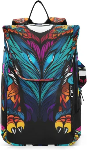 Tennis Bag Tennis Backpack for Women Men, Tennis Bag Holds 2 Rackets, Pickleball Paddles Balls, Badminton Squash, Ethnic Bear (4)