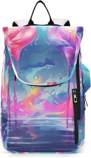 Tennis Bag Tennis Backpack for Women Men, Tennis Bag Holds 2 Rackets, Pickleball Paddles Balls, Badminton Squash, Flamingo (41)