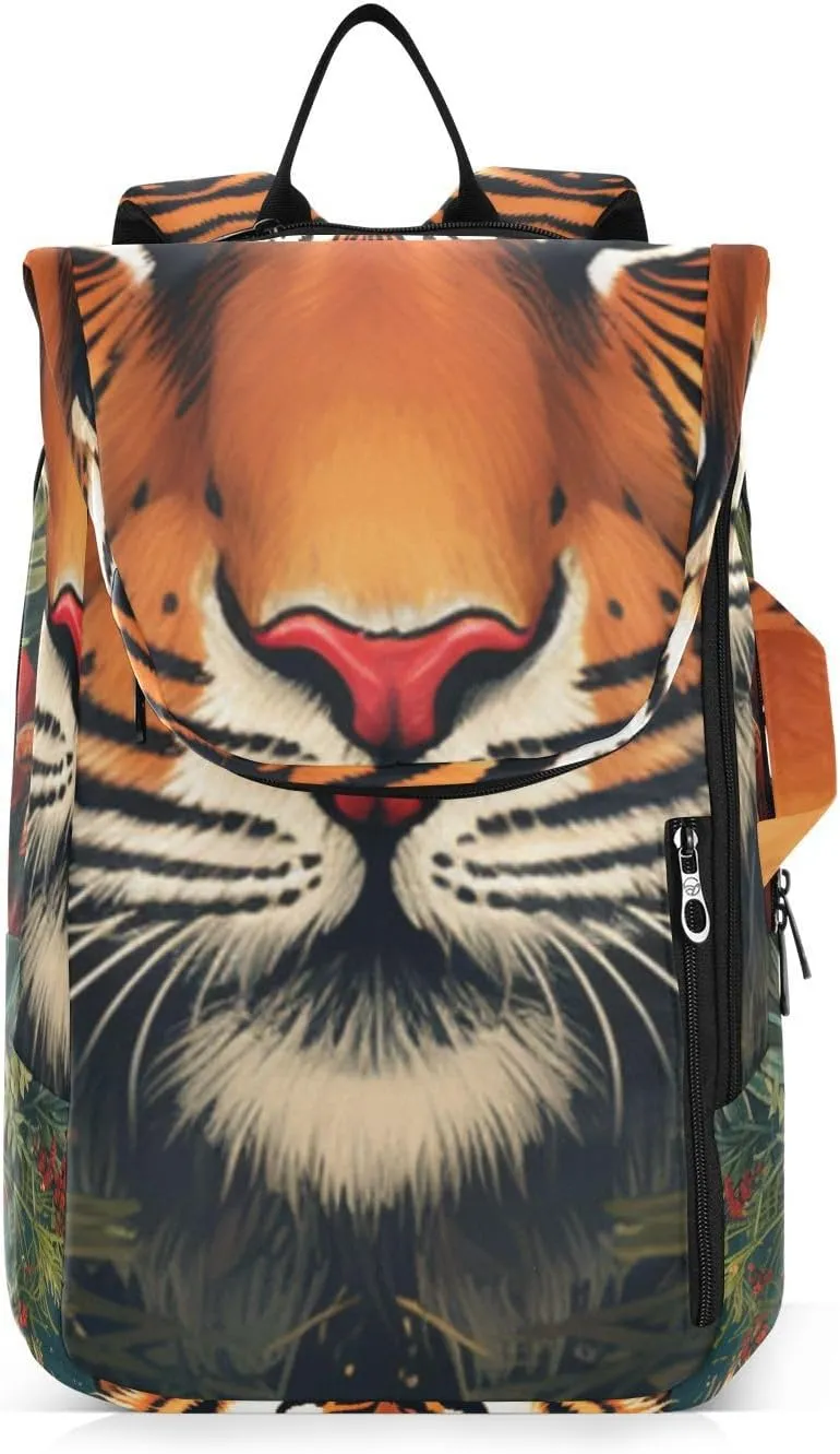 Tennis Bag Tennis Backpack for Women Men, Tennis Bag Holds 2 Rackets, Pickleball Paddles Balls, Badminton Squash, Merry Christmas Tiger (4)