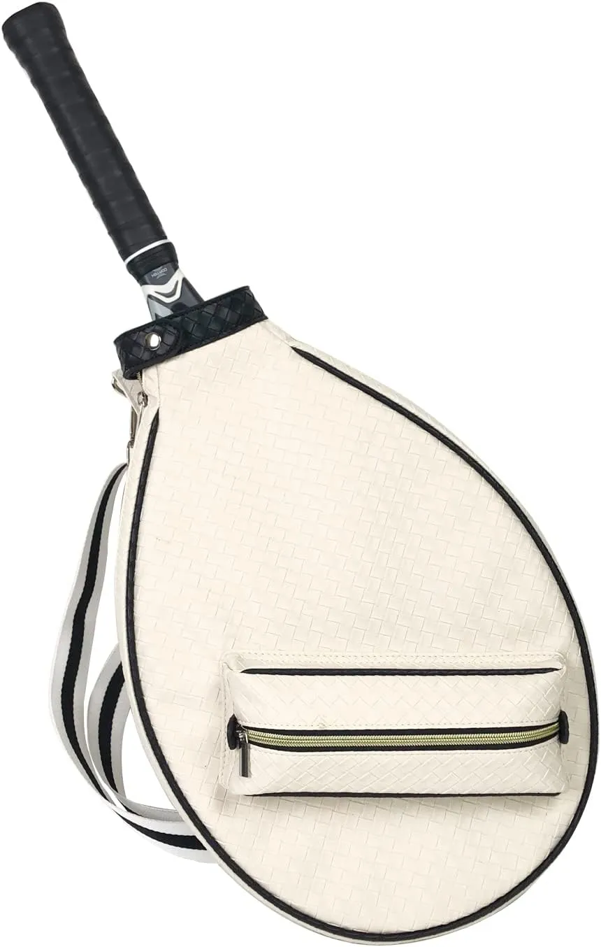 Tennis Sling Bag, Lightweight Tennis Crossbody Backpack with Exterior Zip Pocket, Checkered Pattern Tennis Racket for racquet with a head, Shoulder Bag for Men