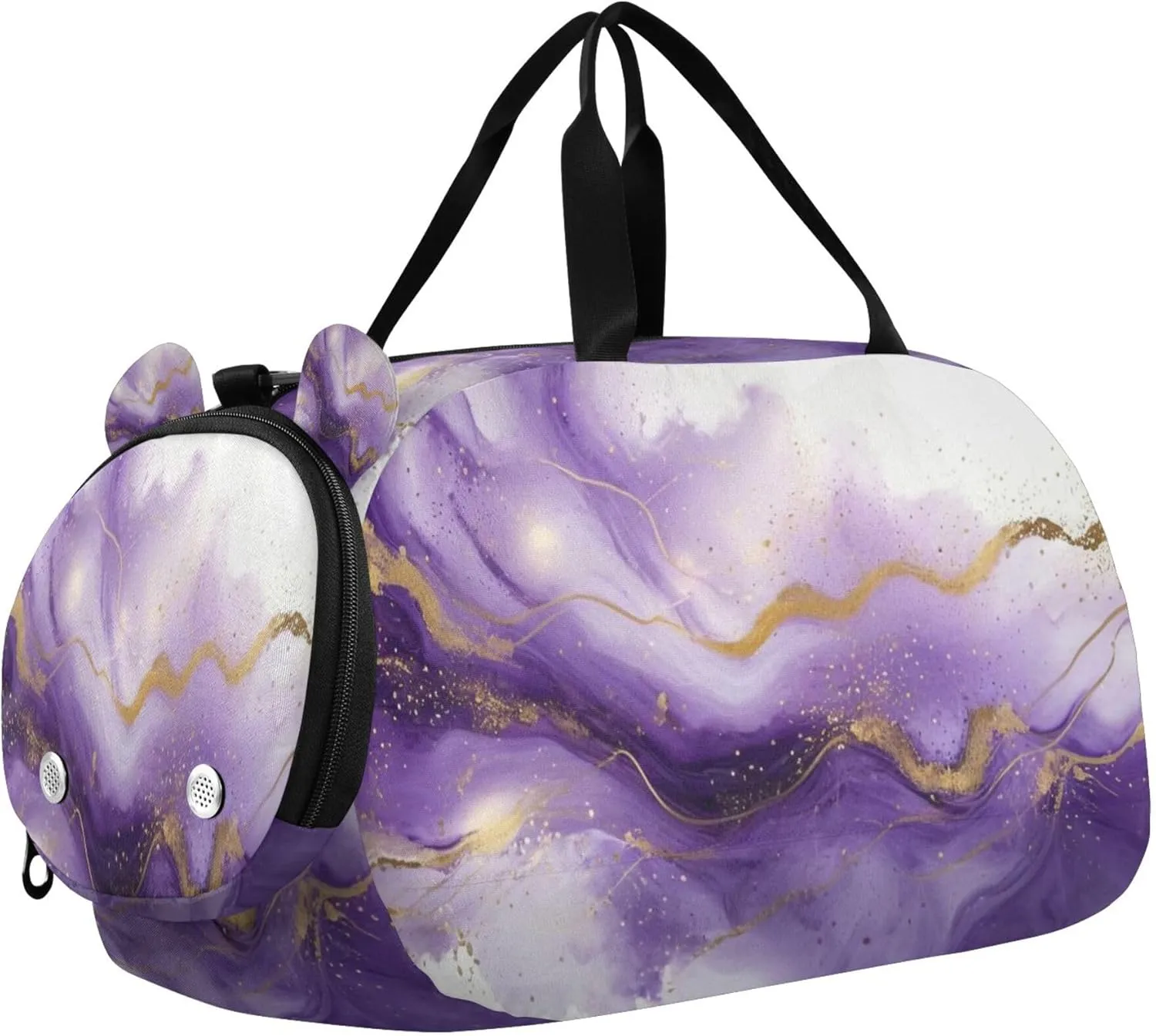 Texture Marble Kids Overnight Sports Duffel Bags with Shoe Compartment & Wet Pocket Travel Sport Gym Bag for Girls Boys