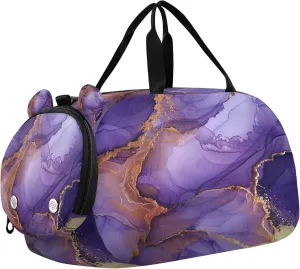 Texture Marble Kids Overnight Sports Duffel Bags with Shoe Compartment & Wet Pocket Travel Sport Gym Bag for Girls Boys