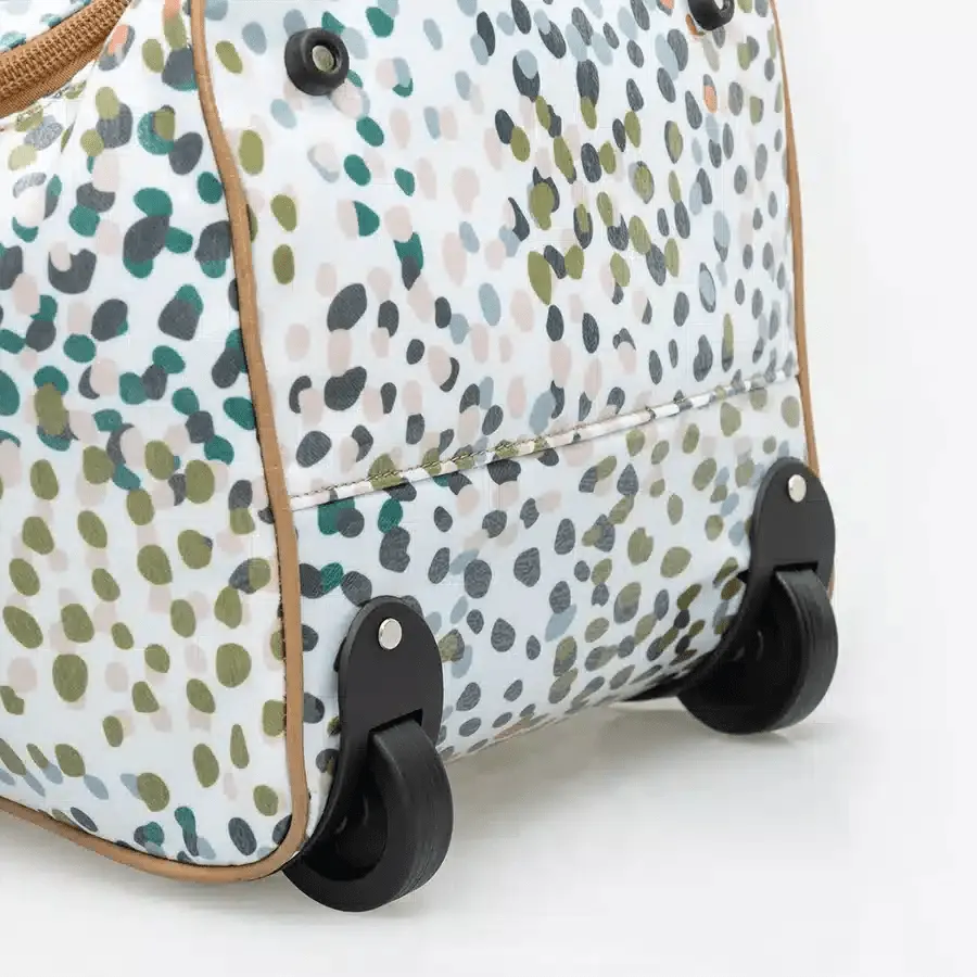 Thandana Laminated Fabric Wheeled Duffel Bag | Geo Black