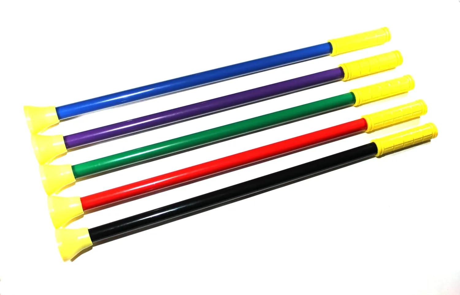 The Lucky Pickup Stick Elite Edision - a 25 Inch Yellow, Blue & Yellow Golf Ball Retriever for Retrieving Golf Balls While remaining Seated in The Golf cart.