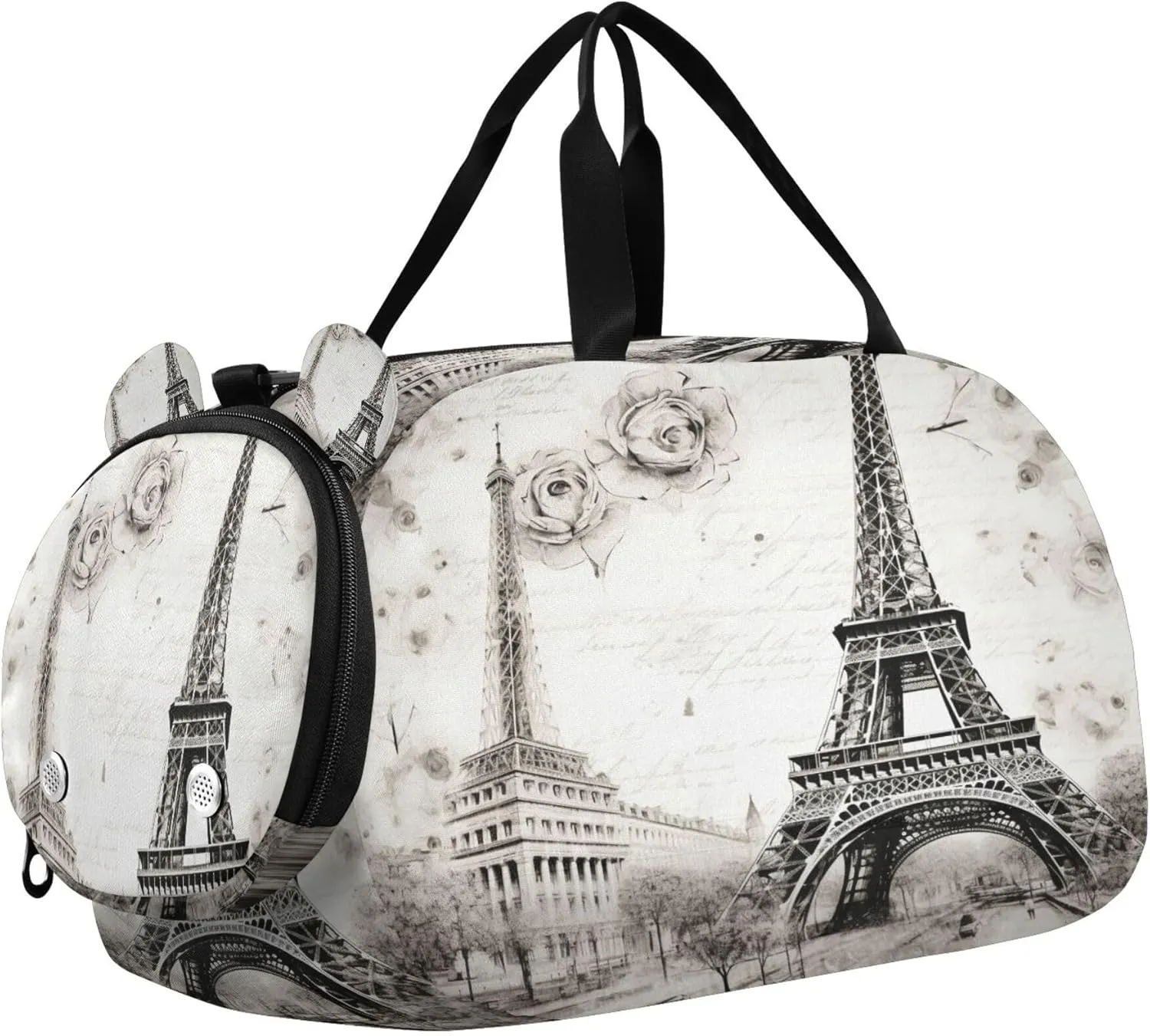 The Paris Tower Kids Overnight Sports Duffel Bags with Shoe Compartment & Wet Pocket Travel Sport Gym Bag for Girls Boys