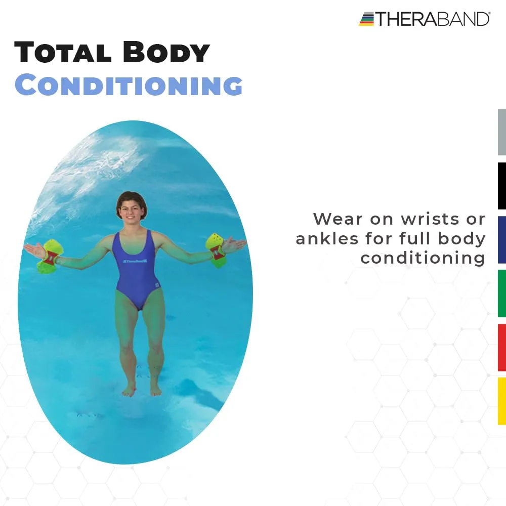 THERABAND Aquafins Aquatic Exercise Kit For Water Resistance Training for Upper/Lower Body, Pool Physical Therapy, Water Aerobics Equipment, 2 Fins, Mesh Bag, and Quick Start Exercise Instructions