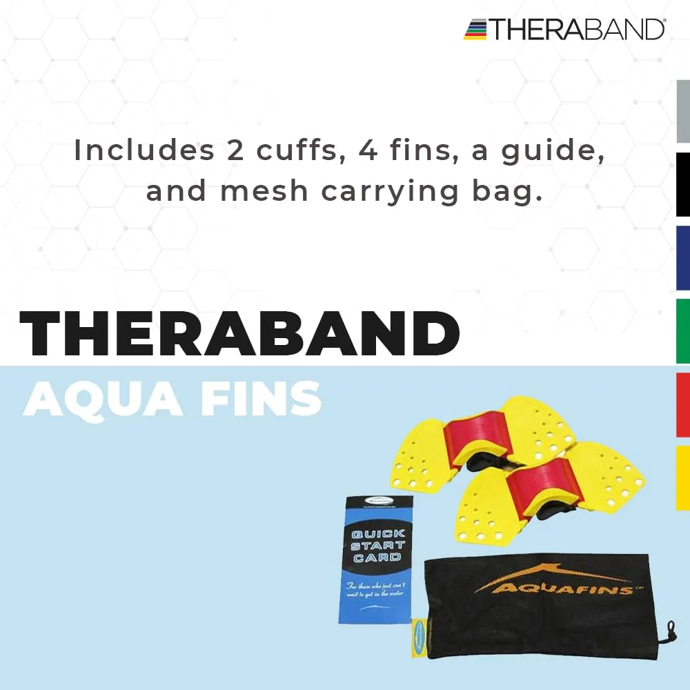 THERABAND Aquafins Aquatic Exercise Kit For Water Resistance Training for Upper/Lower Body, Pool Physical Therapy, Water Aerobics Equipment, 2 Fins, Mesh Bag, and Quick Start Exercise Instructions