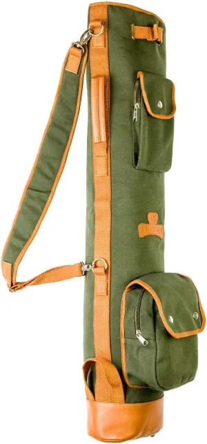 Thorza Sunday Golf Bag for Men and Women, Vintage Canvas and Leather, Stores Balls, Tees, and Clubs for 18 Holes, Zippered Pockets, Lightweight, Small Carry Bag – No Stand Stick