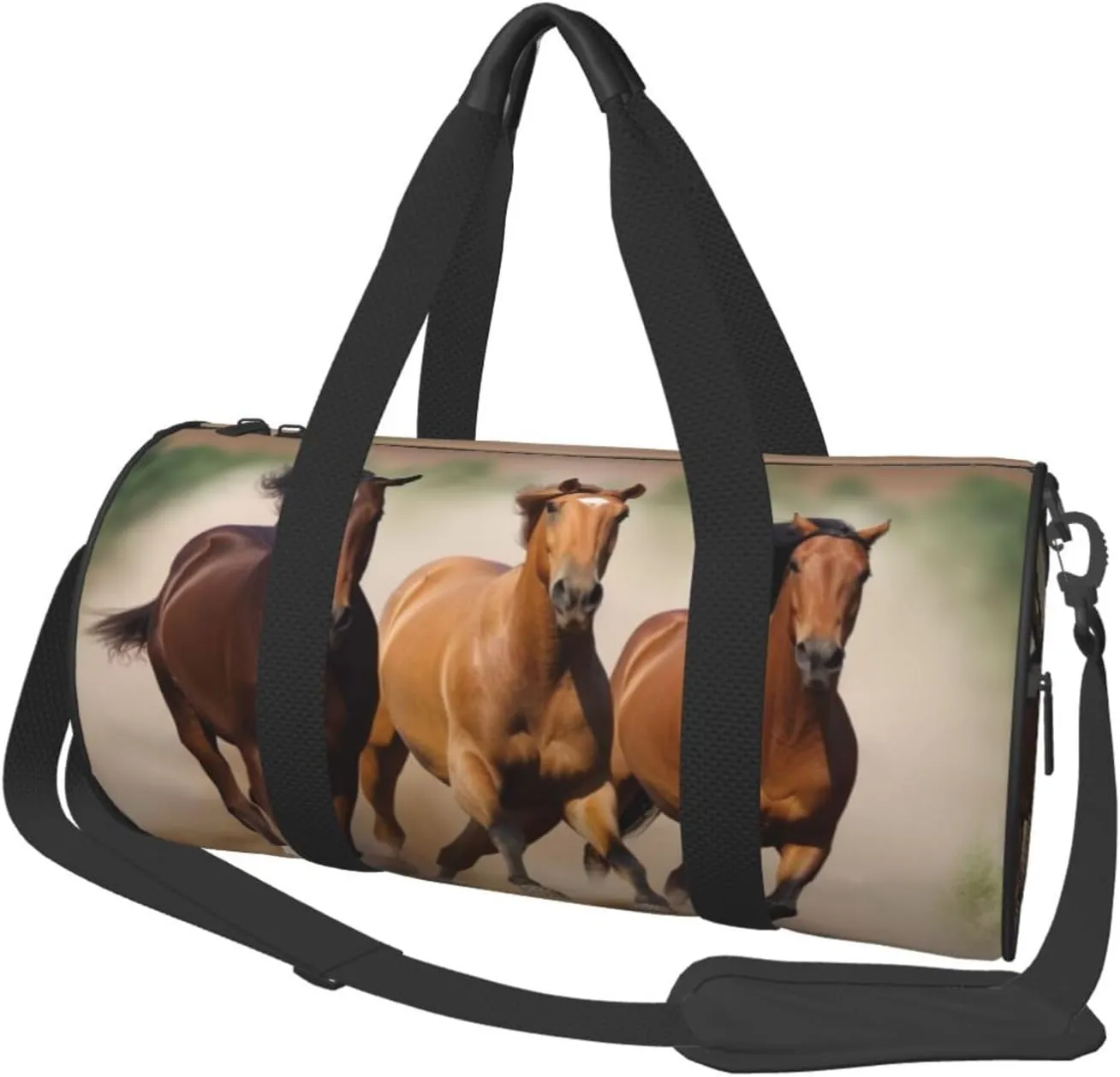 Three running horses Printed Sports Gym Bag for Men Women Foldable Duffel Bag Carry On Weekender Bag for Travel Sports