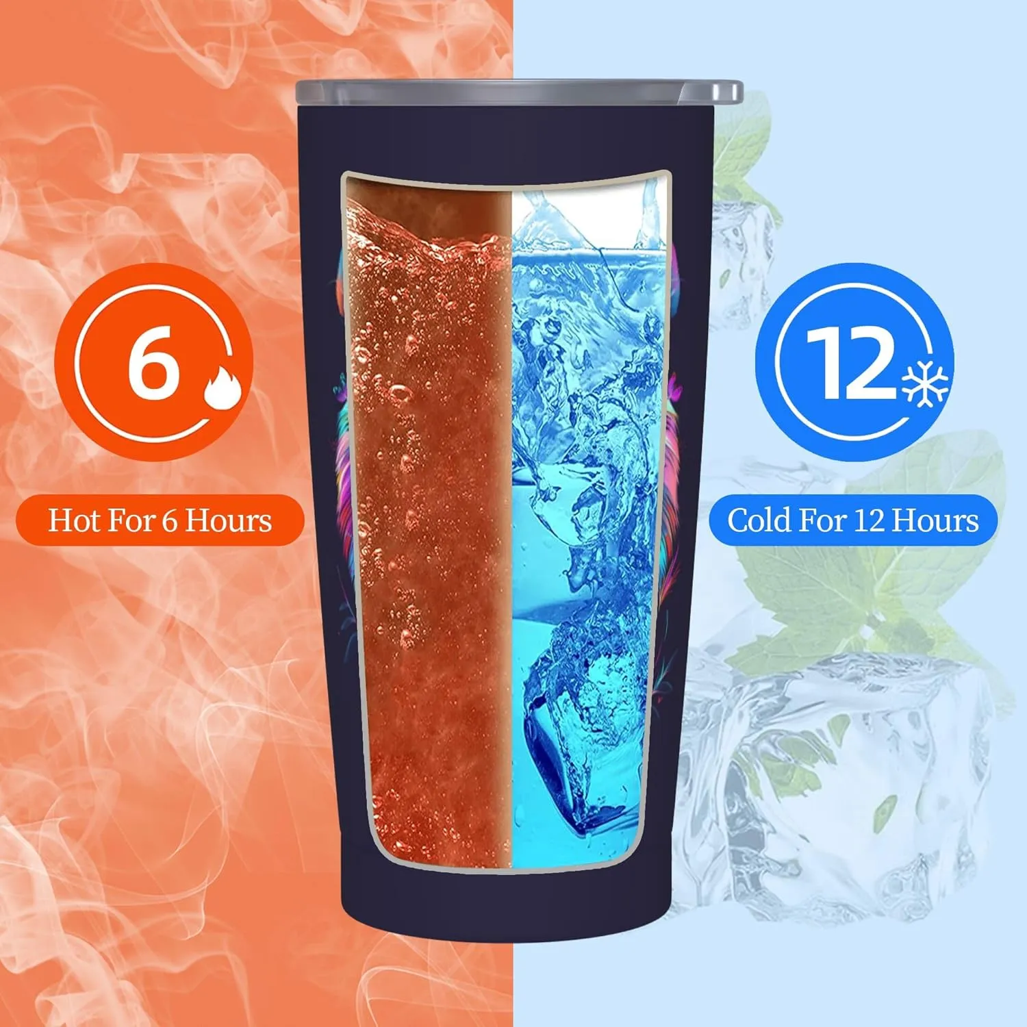 Tiger Tumbler with Lid and Straw 20 OZ Stainless Steel Travel Coffee Mug Double Wall Insulated Cup Leakproof for Car Sports Cafe Office