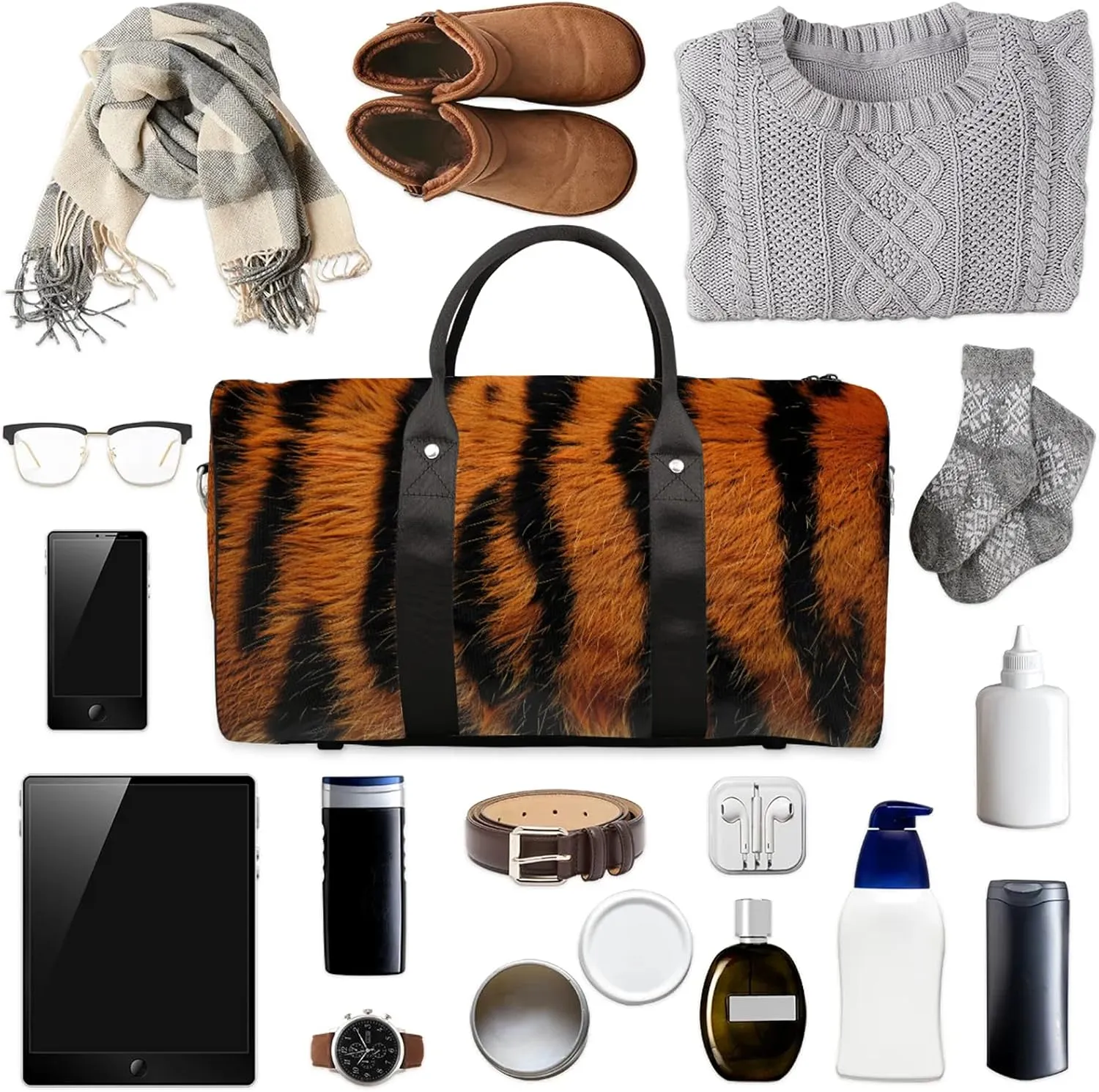 Tiger Wild Safari Skin Travel Bag for Men Women, Gym Duffle Bags for Travel, Carry On Luggage Bag, Weekender Overnight Workout Bags