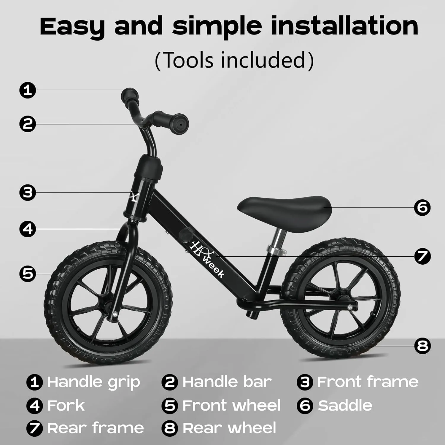 Toddler Balance Bike 12” No Pedal Training Bicycle for Kids 24 Months to 5 Years Tool-Free Adjustments Seat and Handlebar Best Gift for 2-5 Boys Girls