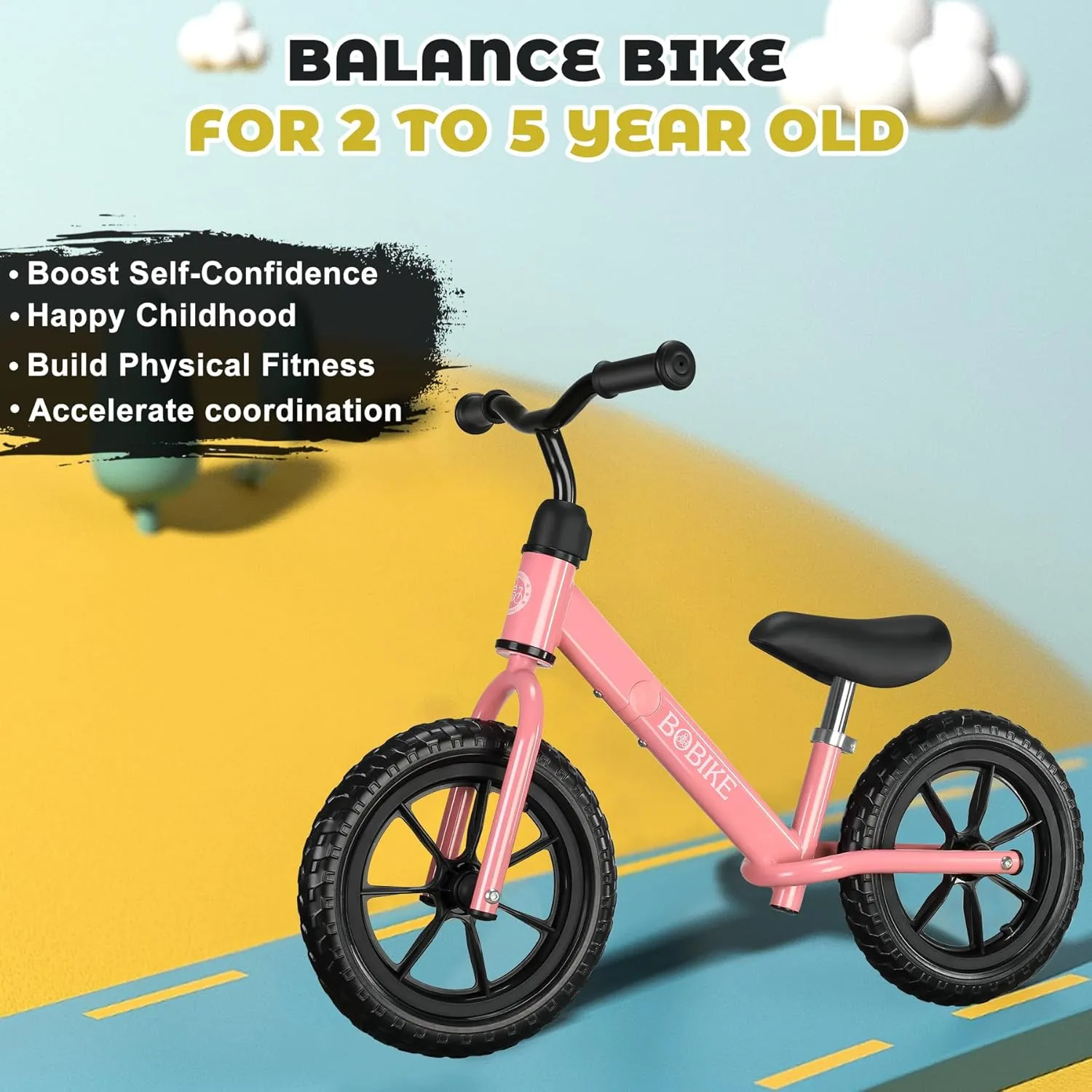 Toddler Balance Bike Toys for 2 to 5 Year Old Girls Boys Adjustable Seat and Handlebar No-Pedal Training Bike Best Gifts for Kids