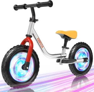 TORRYZA Colorful Lighting Toddler Balance Bike 2 Year Old, Balance Bike 2-5 Years Old,Easy Assembly, Lightweight No Pedal Bike with Adjustable Seat & Handlebar,Gifts for 2 3 4 5 Year Old Boys Girls
