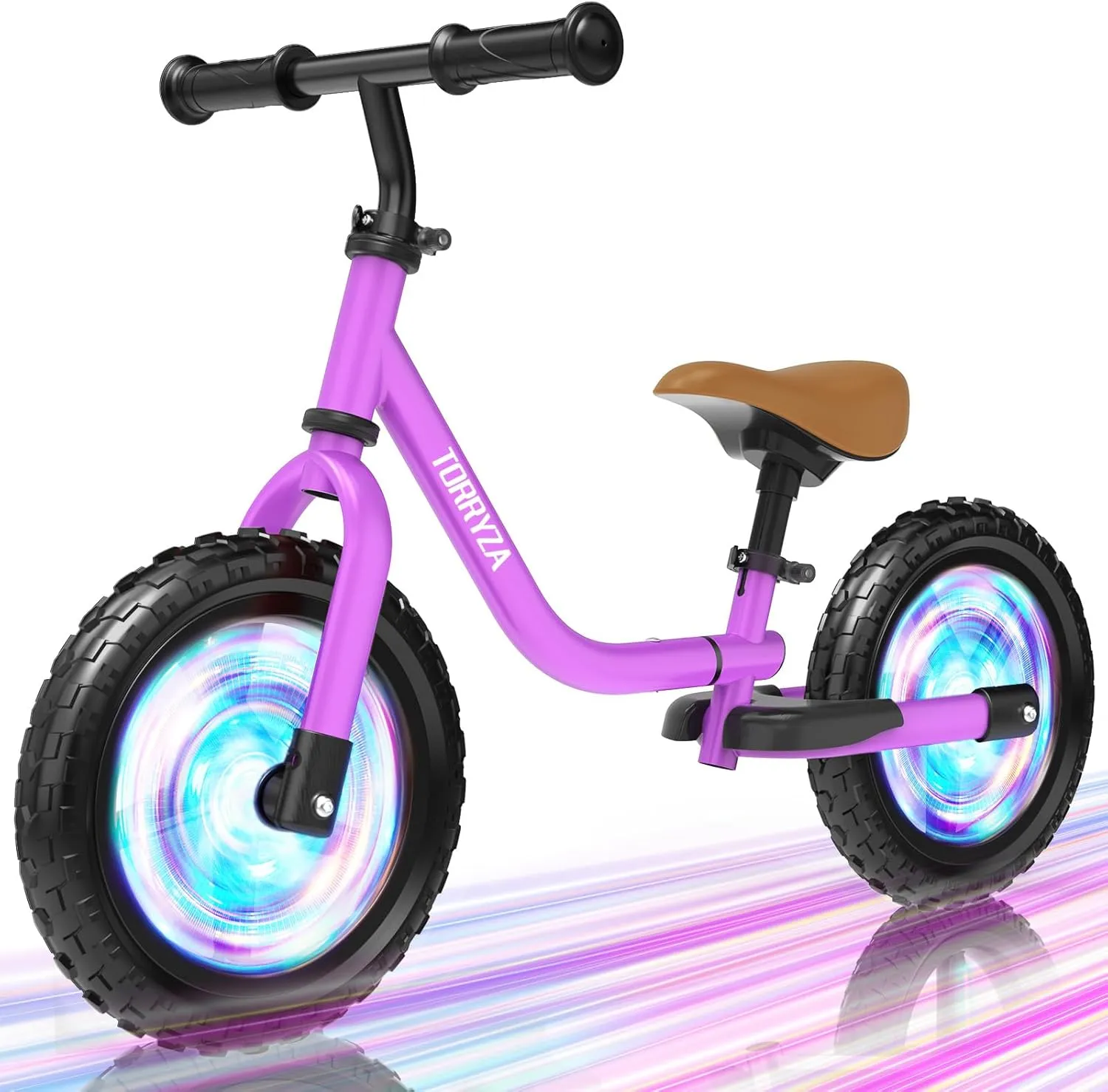 TORRYZA Colorful Lighting Toddler Balance Bike 2 Year Old, Balance Bike 2-5 Years Old,Easy Assembly, Lightweight No Pedal Bike with Adjustable Seat & Handlebar,Gifts for 2 3 4 5 Year Old Boys Girls