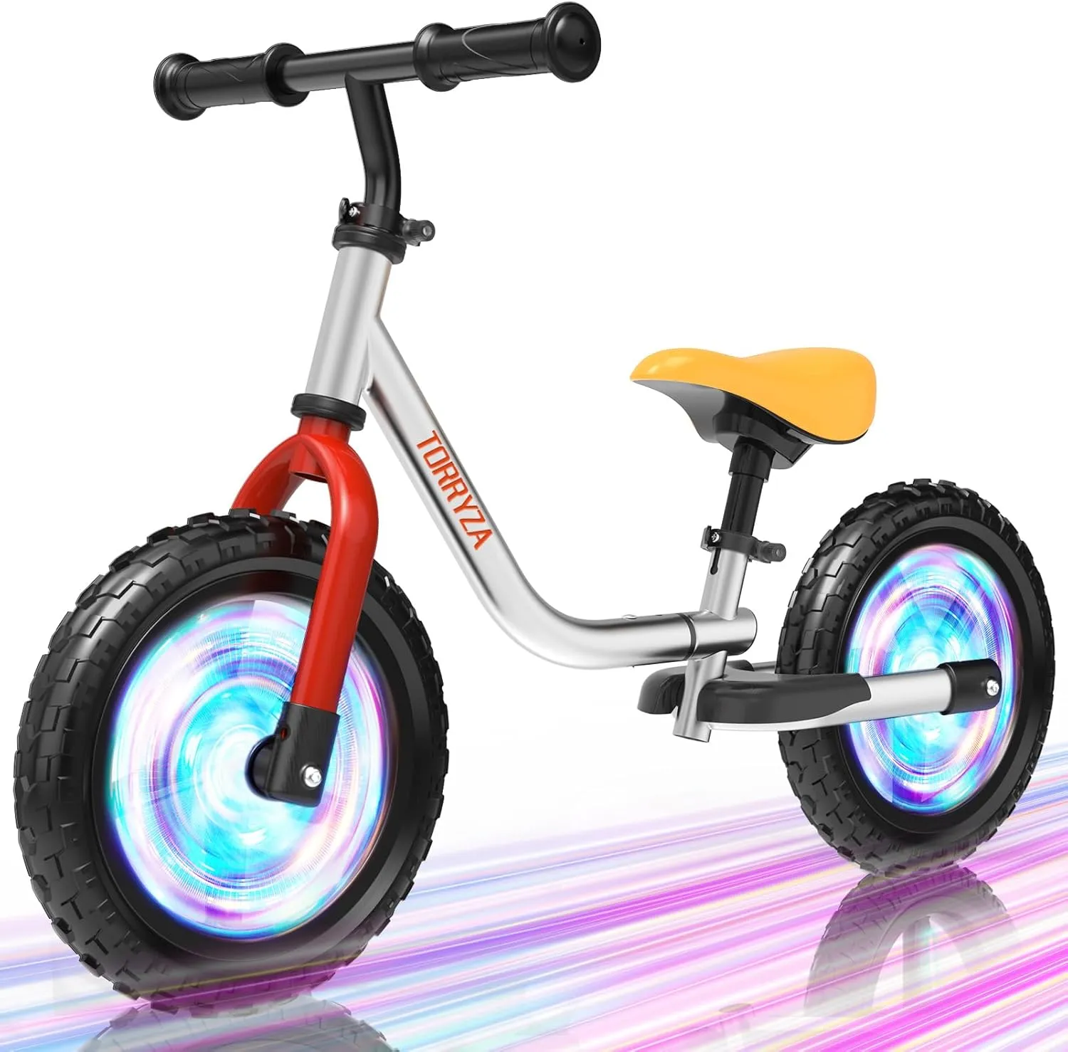 TORRYZA Colorful Lighting Toddler Balance Bike 2 Year Old, Balance Bike 2-5 Years Old,Easy Assembly, Lightweight No Pedal Bike with Adjustable Seat & Handlebar,Gifts for 2 3 4 5 Year Old Boys Girls