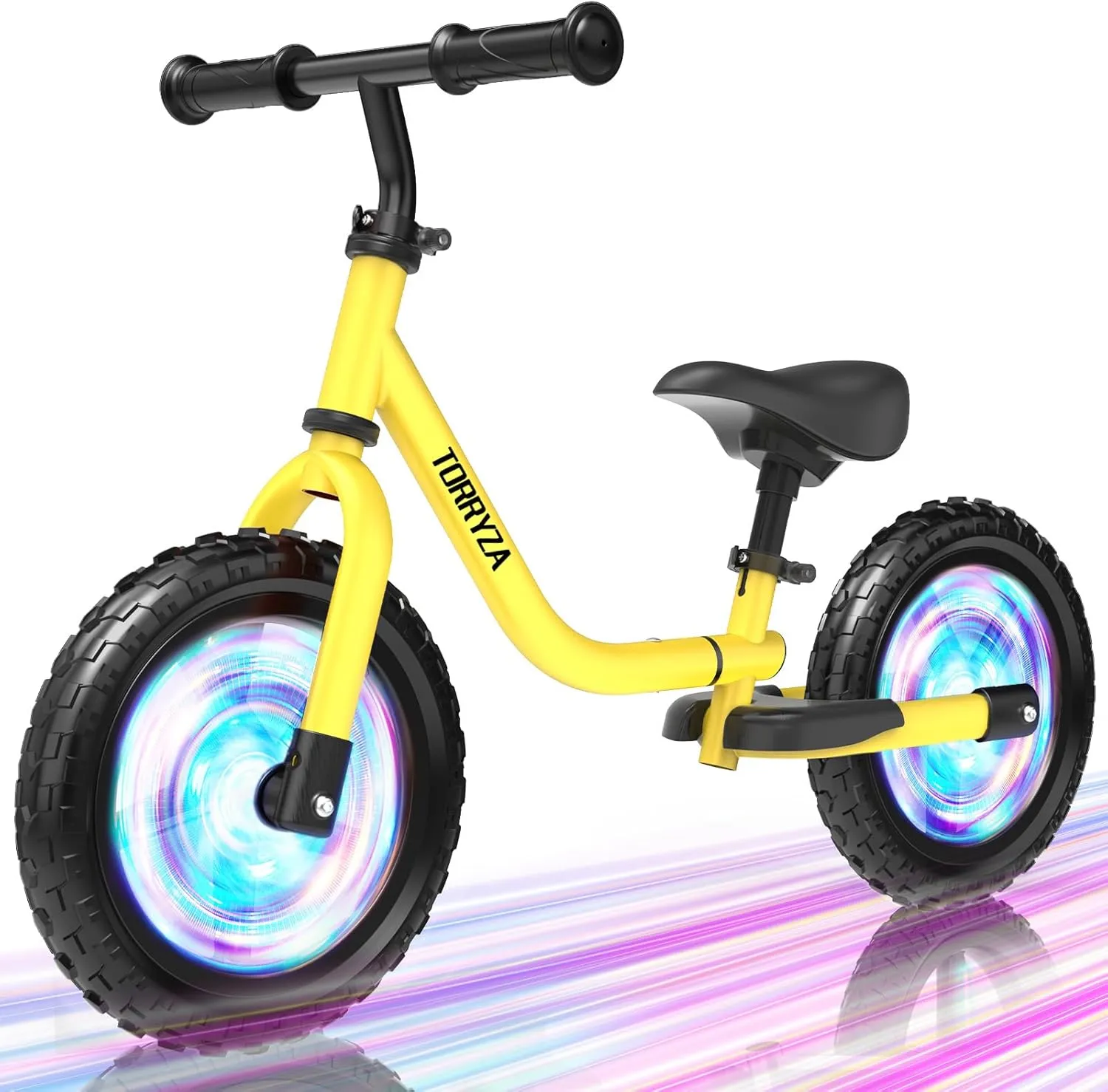 TORRYZA Colorful Lighting Toddler Balance Bike 2 Year Old, Balance Bike 2-5 Years Old,Easy Assembly, Lightweight No Pedal Bike with Adjustable Seat & Handlebar,Gifts for 2 3 4 5 Year Old Boys Girls