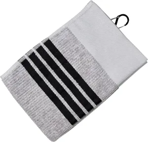 Tour Towel Terry Cloth Golf Towel (15.5" x 23") with Premium Carabiner Golf Bag Clip | Super Absorbent, Golf Ball Cleaning Towel for Golf Clubs, Multiple Color Options (Grey w/Black Stripes)