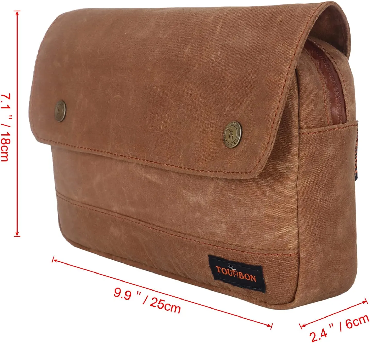 TOURBON Bike Bag Waxed Canvas Bicycle Handlebar Bag Zipper Closure Pouch Crossbar Front Frame Basket Cycling Saddebag Under Seat Strap-on Rear Rack Pannier (Khaki)