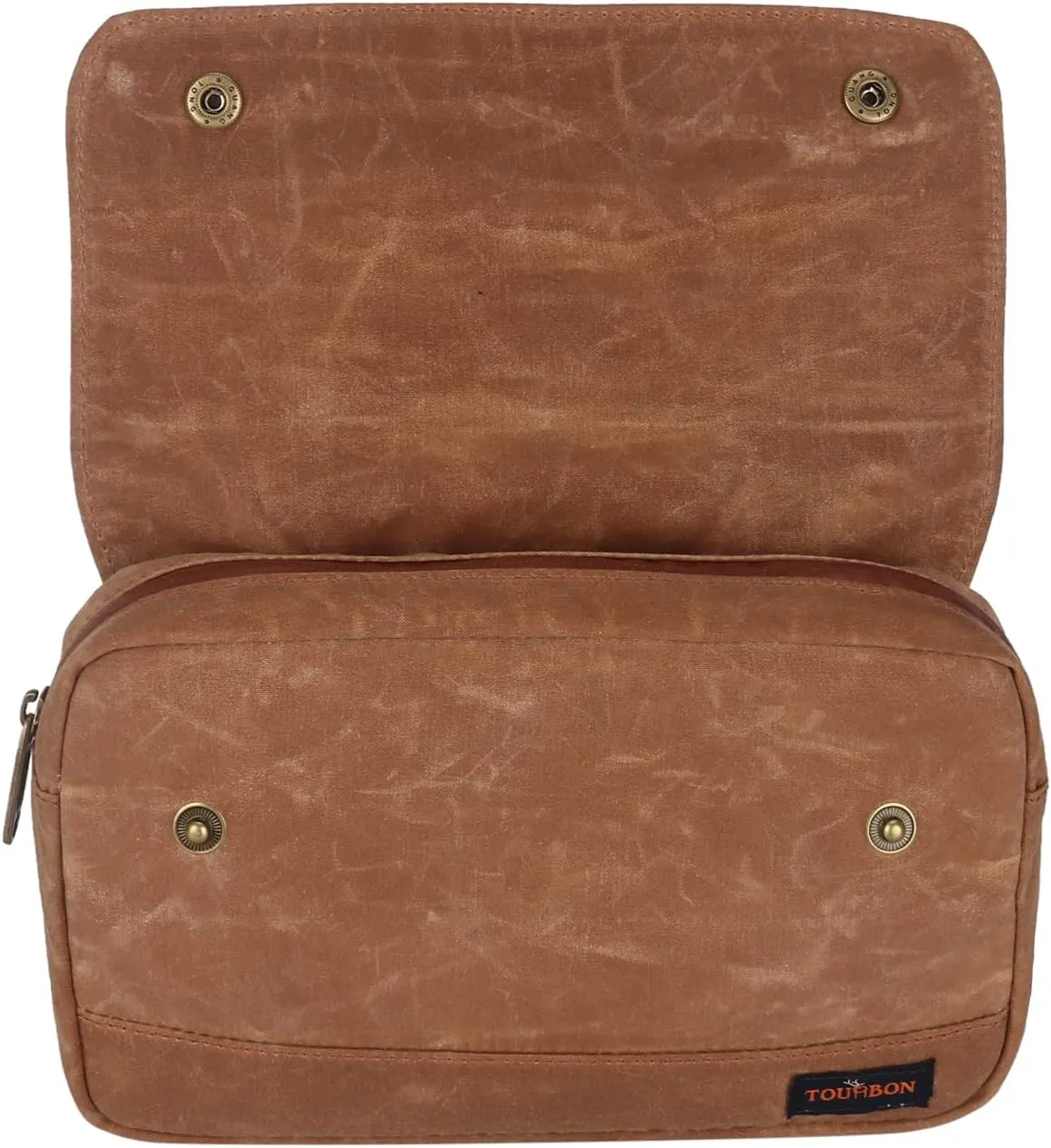 TOURBON Bike Bag Waxed Canvas Bicycle Handlebar Bag Zipper Closure Pouch Crossbar Front Frame Basket Cycling Saddebag Under Seat Strap-on Rear Rack Pannier (Khaki)