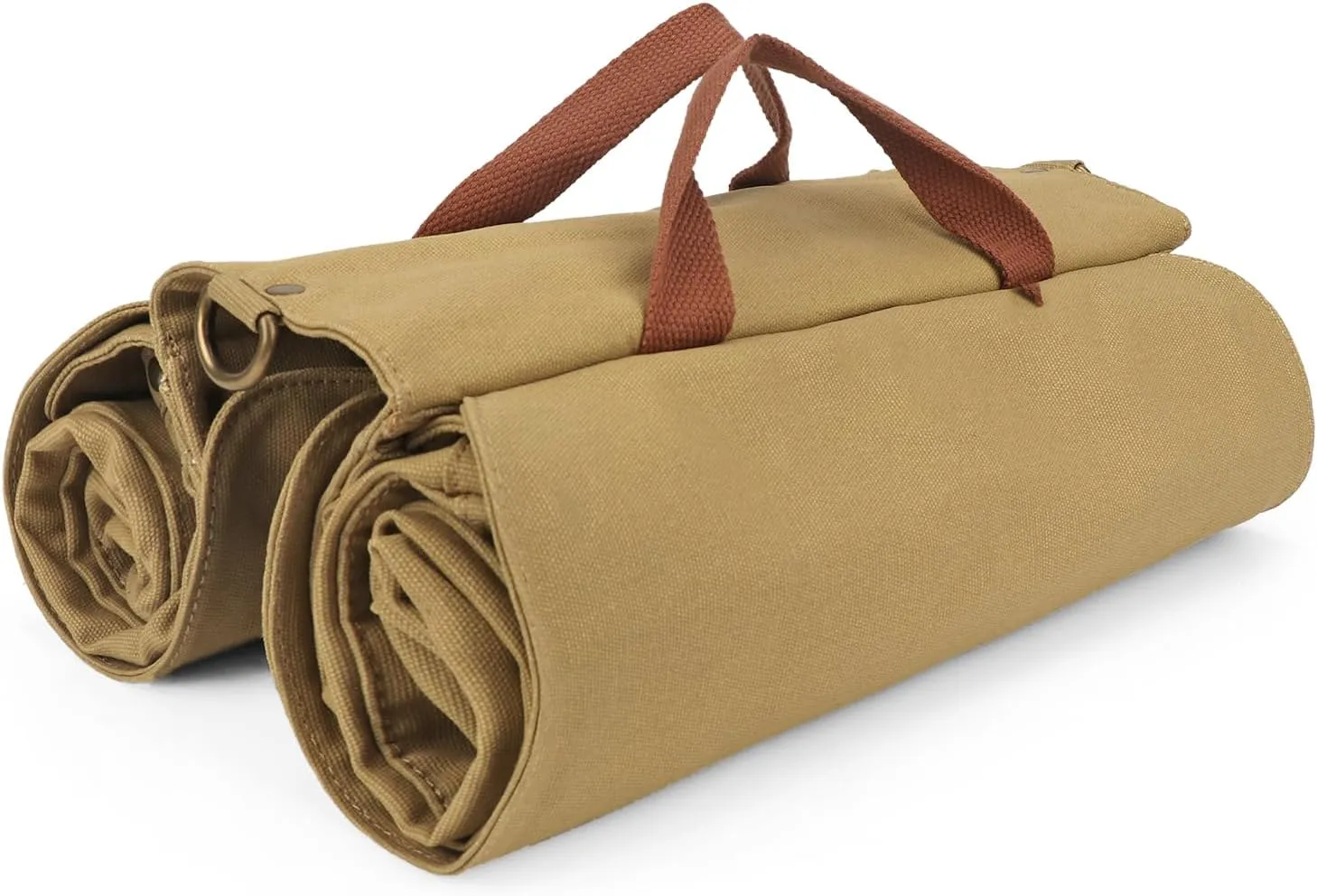 TOURBON Canvas Cycling Bicycle Bike Pannier Rear Seat Bag Rack Trunk (Waterproof, Roll-Up) (Khaki)