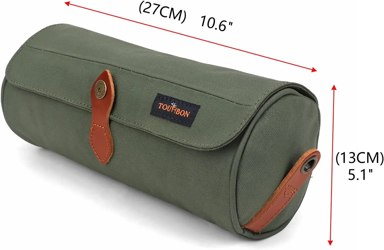 TOURBON Canvas Leather Bike Handlebar Bag with Shoulder Strap, 4.5L Bicycle Top Tube Pouch, Water-resistant Small Saddlebag storage bag for Cycling (Green)