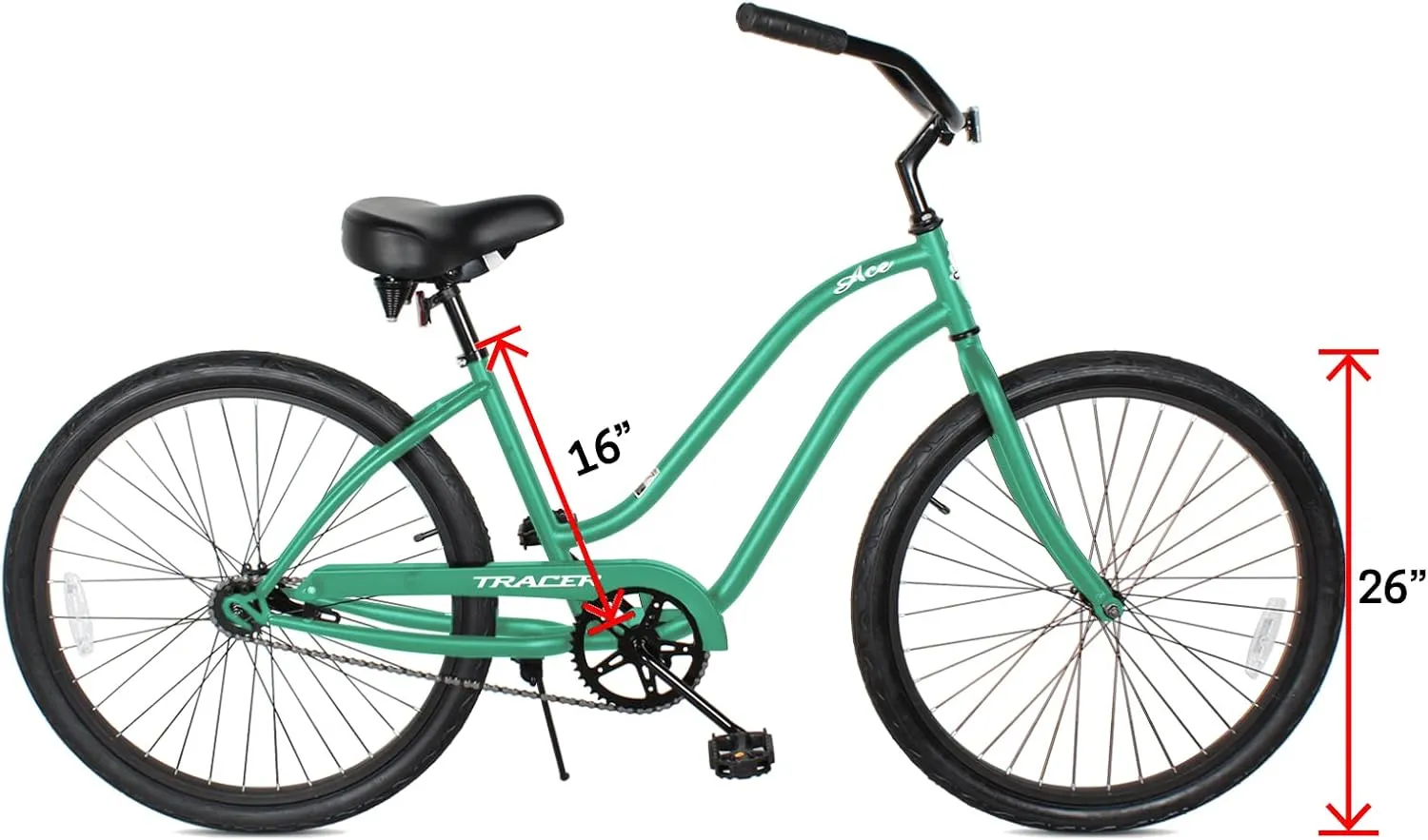 Tracer ACE 26in Single Speed Beach Cruiser Bike with Coaster Brake for Mens and Womens -Multiple Colors