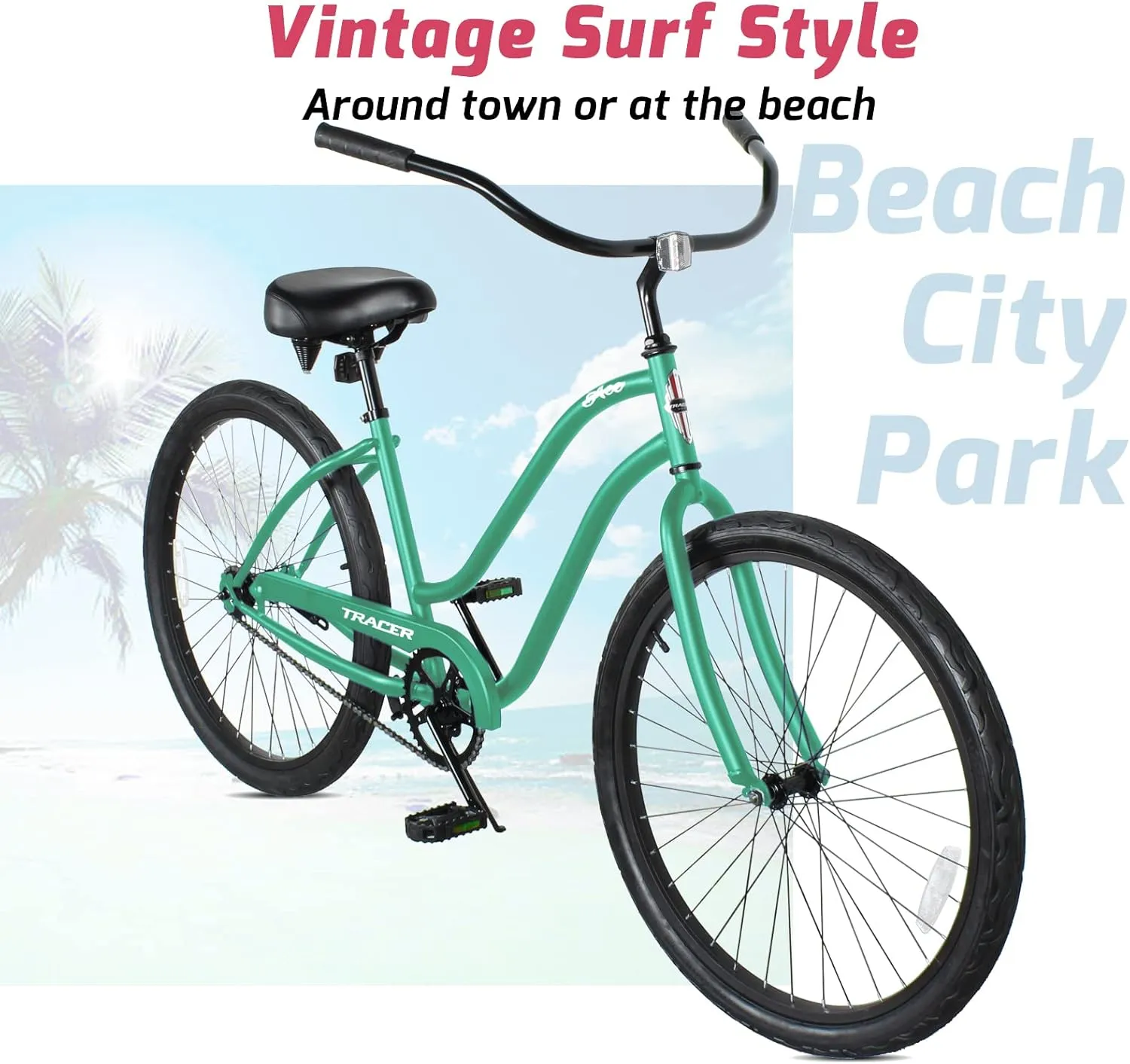 Tracer ACE 26in Single Speed Beach Cruiser Bike with Coaster Brake for Mens and Womens -Multiple Colors